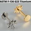 Cz Four Pointed Star G23 Solid Titanium Cartilage Earrings Stud 16G Internally Threaded Sun Helix Ear Tragus Piercing Jewelry
