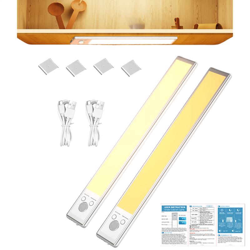 Under Cabinet Lighting Motion Sensor Closet Lamp 2200mAh USB Rechargeable Closet Lights Adhesive 3 Levels Dimmable Under Counter