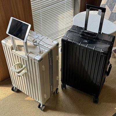 Valise trolley 20 pouces rechargeable à cadre en aluminium avec grande capacité et serrure à code pour hommes et femmes