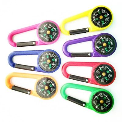Practical New Multifunctional Smart Hiking Metal Plastic Carabiner Mini Compass Thermometer Keychain (Random Color)