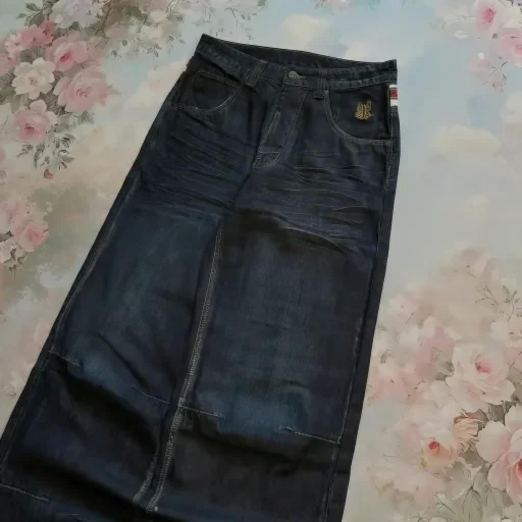 DRIPX Pantaloni di Jeans Baggy Classici Lavati a Vita Alta per Uomo e Donna Jeans a Gamba Dritta Minimalisti per il Lavoro e per Vestirsi
