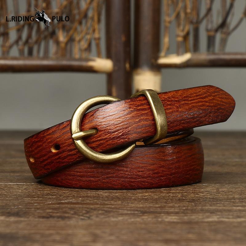 Modny pasek w stylu retro koreańskim, pasujący do wszystkiego, damski pasek z prawdziwej skóry, klamra na bolec, pasek jeansowy z czystej skóry bydlęcej