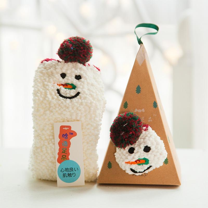 Autumn/Winter Coral Fleece Cartoon Socks - Half Fleece Sleep Women's Socks with 3D Embroidery Christmas Socks