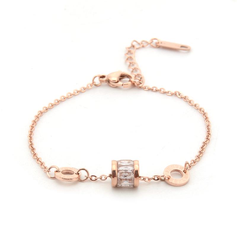 Southeast Asia Multicolor Roman Numeral Bracelet - Crackle Stone  Rose Gold Titanium Steel Jewelry белый