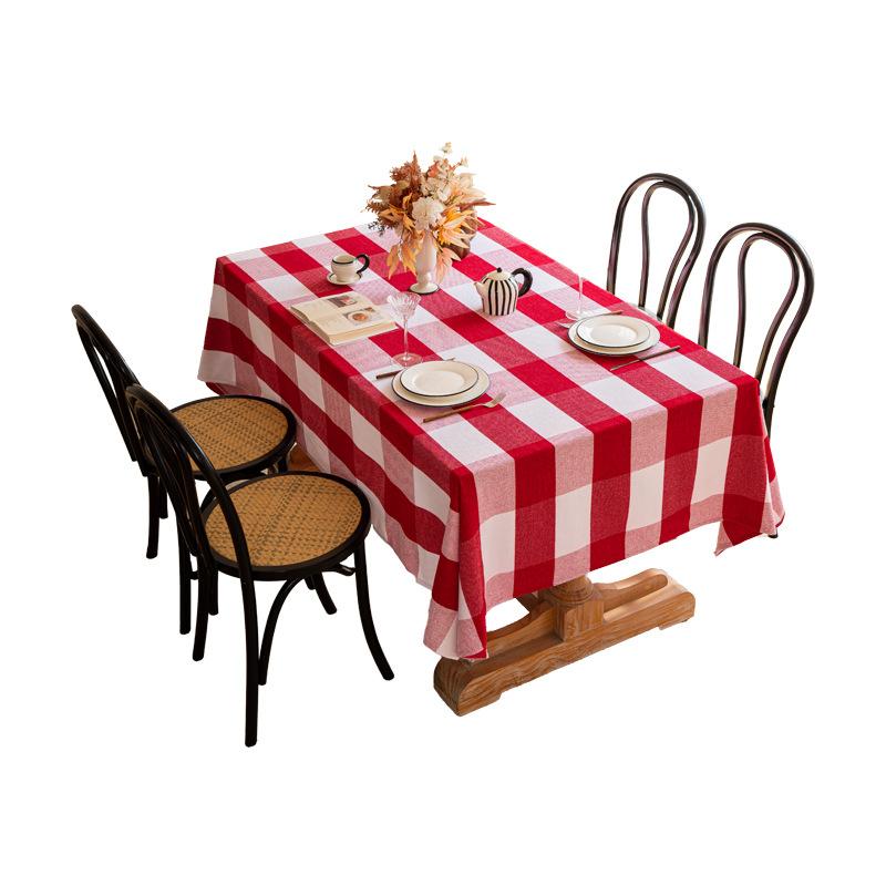 Tail Goods Special Tablecloth Big Red Grid Large Square High-End Tablecloth Restaurant Conference Table Thickened Tablecloth