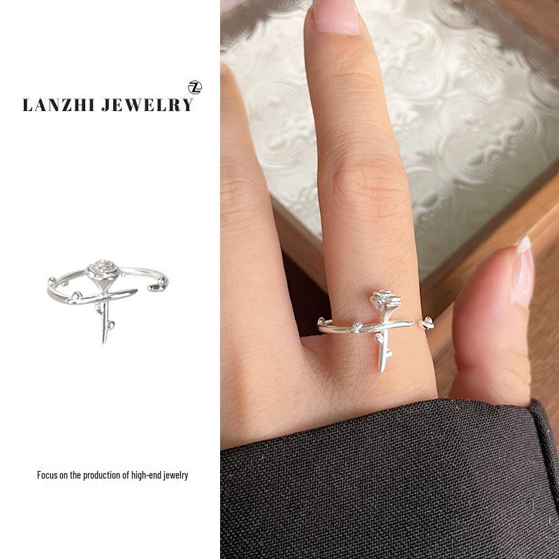 

Lan Zhi Korean Flower Design Women s Open Ring in 925 Sterling Silver