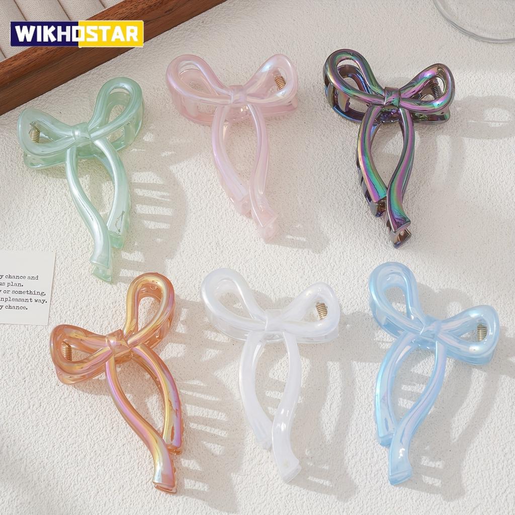 New Elegant Ribbon Bow Hair Clip for Women Large Anti Slip Ponytail Bowknot Claw Clip Barrettes Hairpins Crab Hair Accessories
