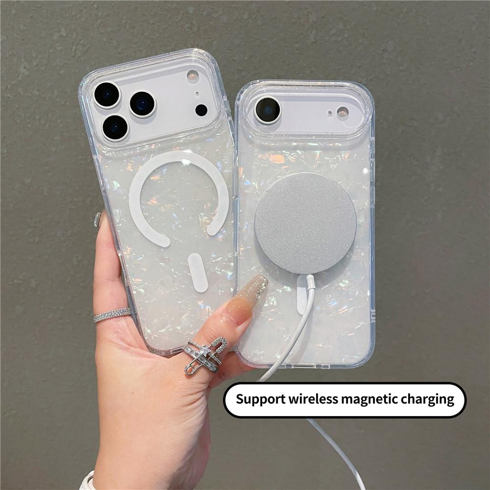 Suitable for Apple 17 Shell Pattern Magnetic Phone Case iPhone 17 Promax Sparkling Powder Colorful 17Air Protective Cover