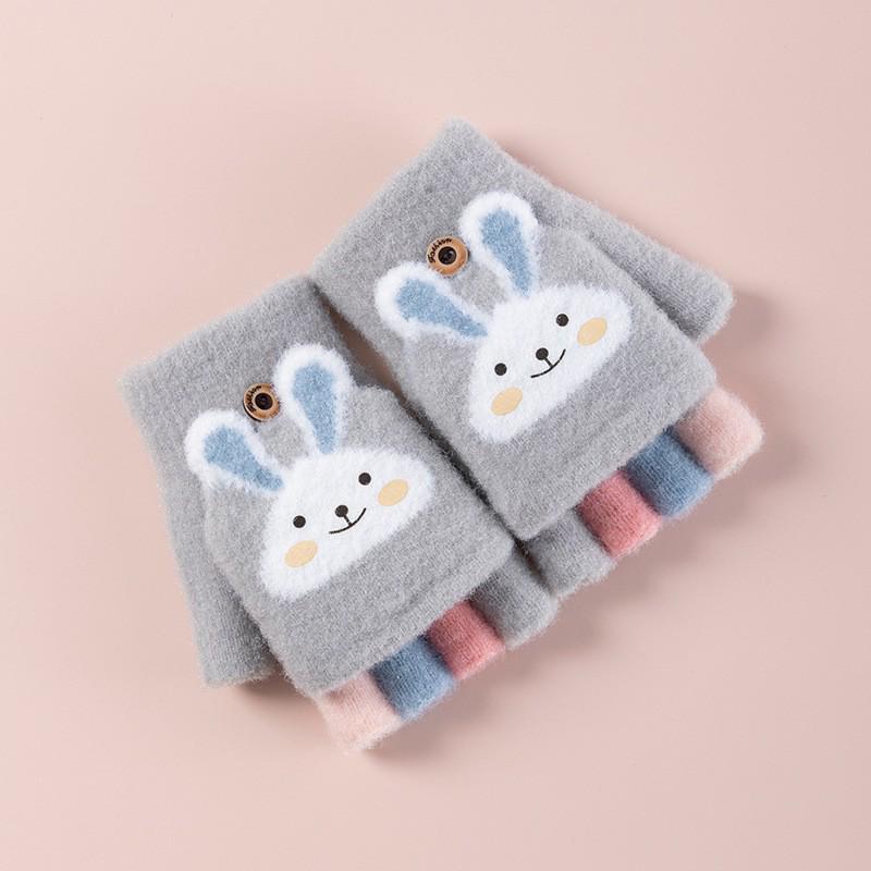 

Children s Winter Flip-Top Knitting Gloves (4-10 Years) - Half-Finger, Warm, Ideal for Writing, Boys & Girls 4-10 Years Children (Flip-Top Gloves) сірий колір