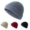 Unisex Solid Color Knitted Beanie Hat Warm Brimless Cuff Skullcap Sailor Cap