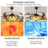 42-inch Retractable Ceiling Fan with Lamp and Remote Control Double-sided Chandelier Style
