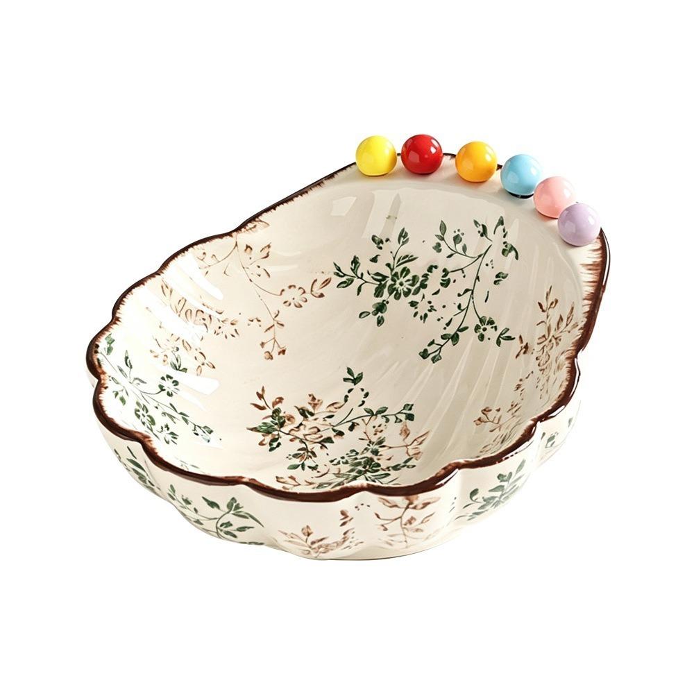 Ceramic Shell Shape Fruit Plate Large Capacity Fruit Storage Tray  for Living Room бежевый