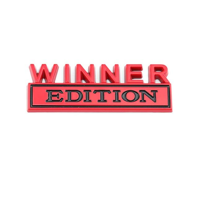 1Pc 3D Metal Winner Edition Logo Car Front Grille Badge Side Fender Rear Trunk Emblem Sticker Decal