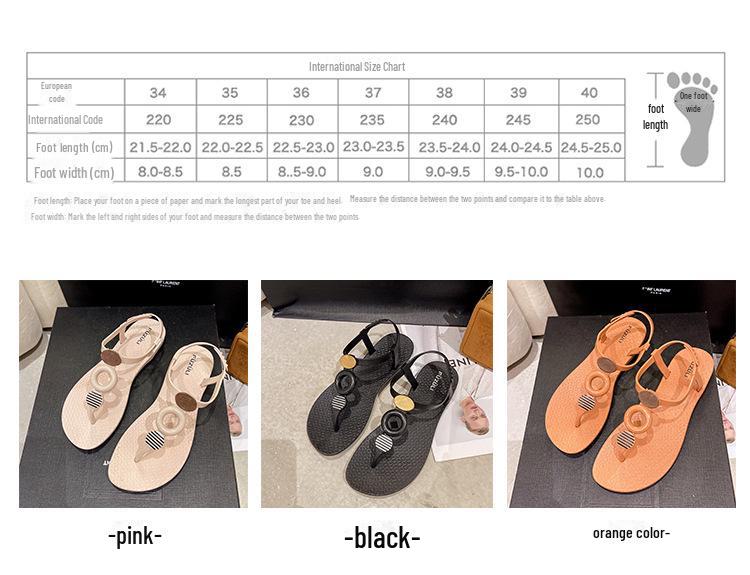 Women's Summer Casual Flat Sandals - Hollow Buckle Soft Bottom Beach Sandals