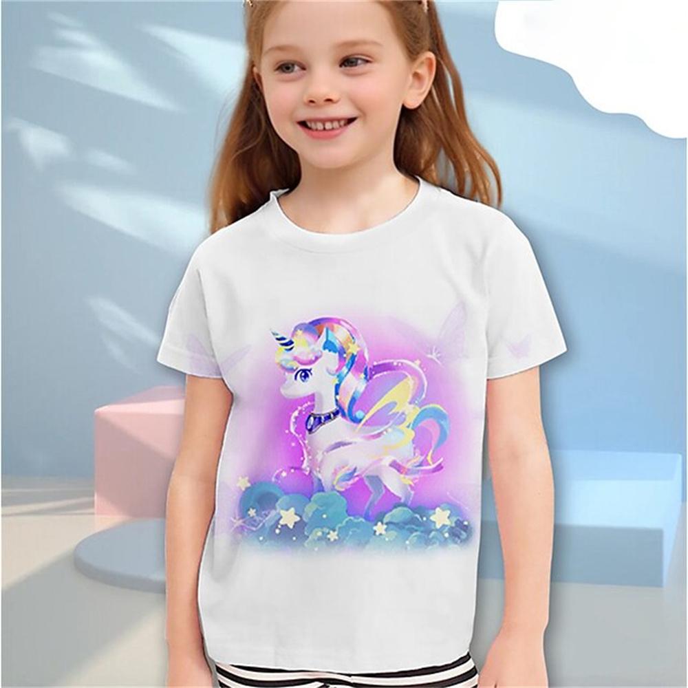 Clothes for Girls From 9 To 12 Years Unicorn Tshirt for Kids Summer Short Sleeve Kawaii T-Shirts