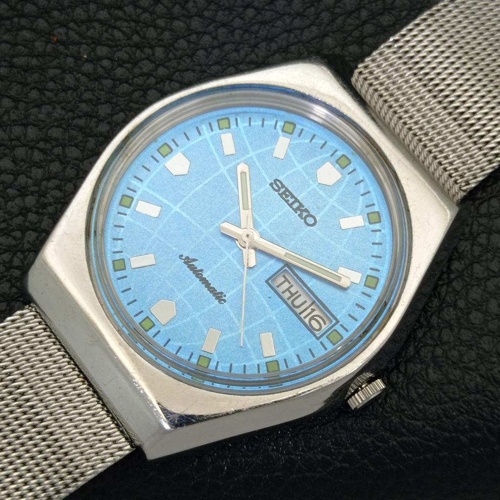 AUTOMATIC 6309A VINTAGE SEIKO JAPAN MENS SKY BLUE COLOR DIAL WATCH a701427-5 R206b-a701427