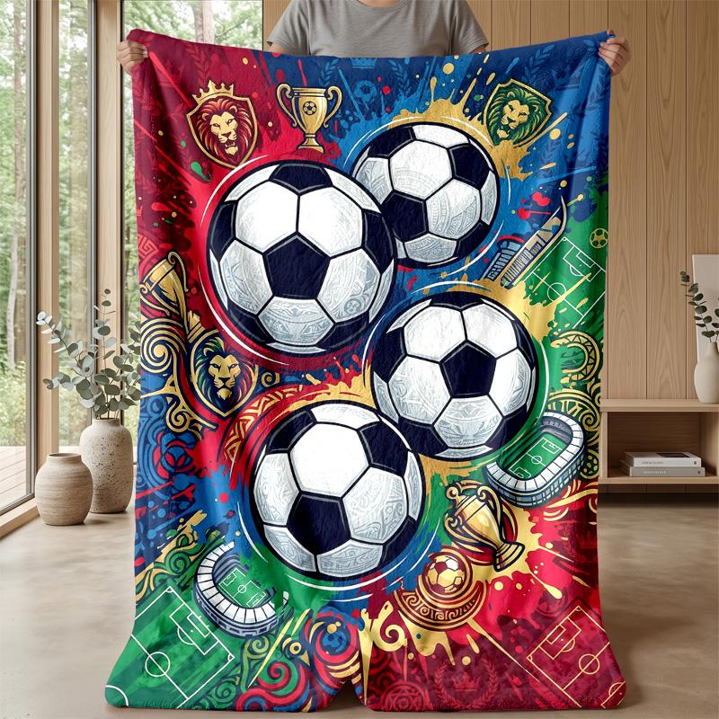 Soccer Ball Celebration Theme blanket Lightweight Warm Flannel Blanket Decorative Throw Blanket for Home Decoration