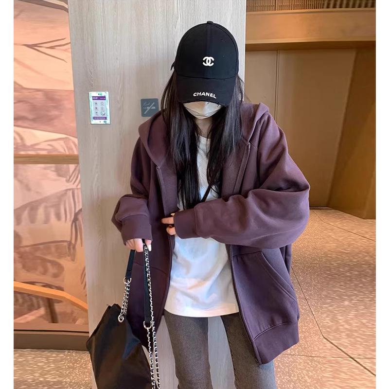 Women s Fleece-Lined Hooded Sweatshirt Jacket Loose Stylish for AutumnWinter Korean-Inspired Slimming Fit Large 4170₽
