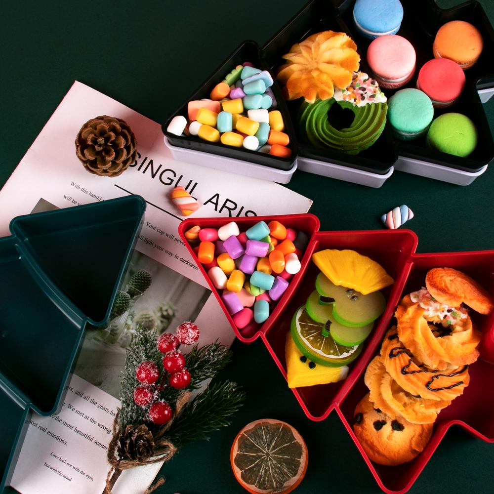 Christmas Food Appetizer Tray Tree Shaped Fruit Plate Reusable Snack Cookies Tray Chip Candy Dessert Plate Christmas Home Decor