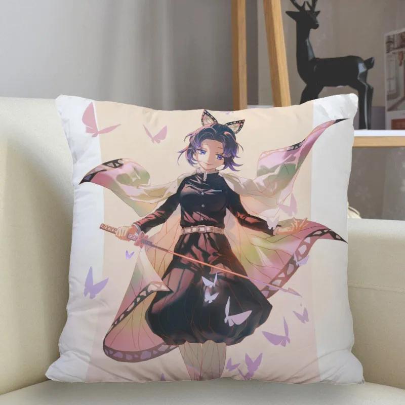 45x45cm Polyester Demon Slayer Pillowcase Sofa Decoration Cushion Cover  Home Decor