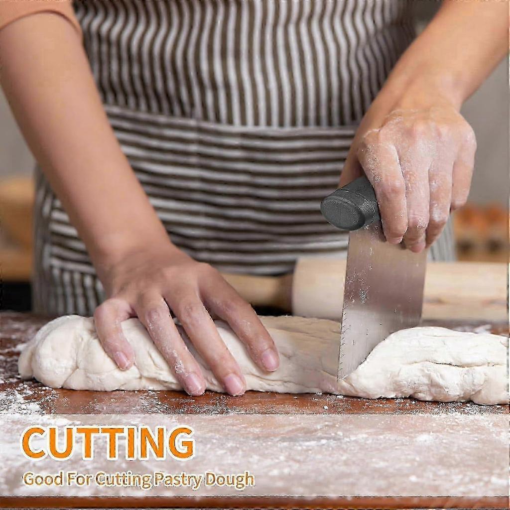 Stainless Steel Pastry Scraper and Dough Cutter Set with Ergonomic Non-Slip Handle for Baking and Cooking