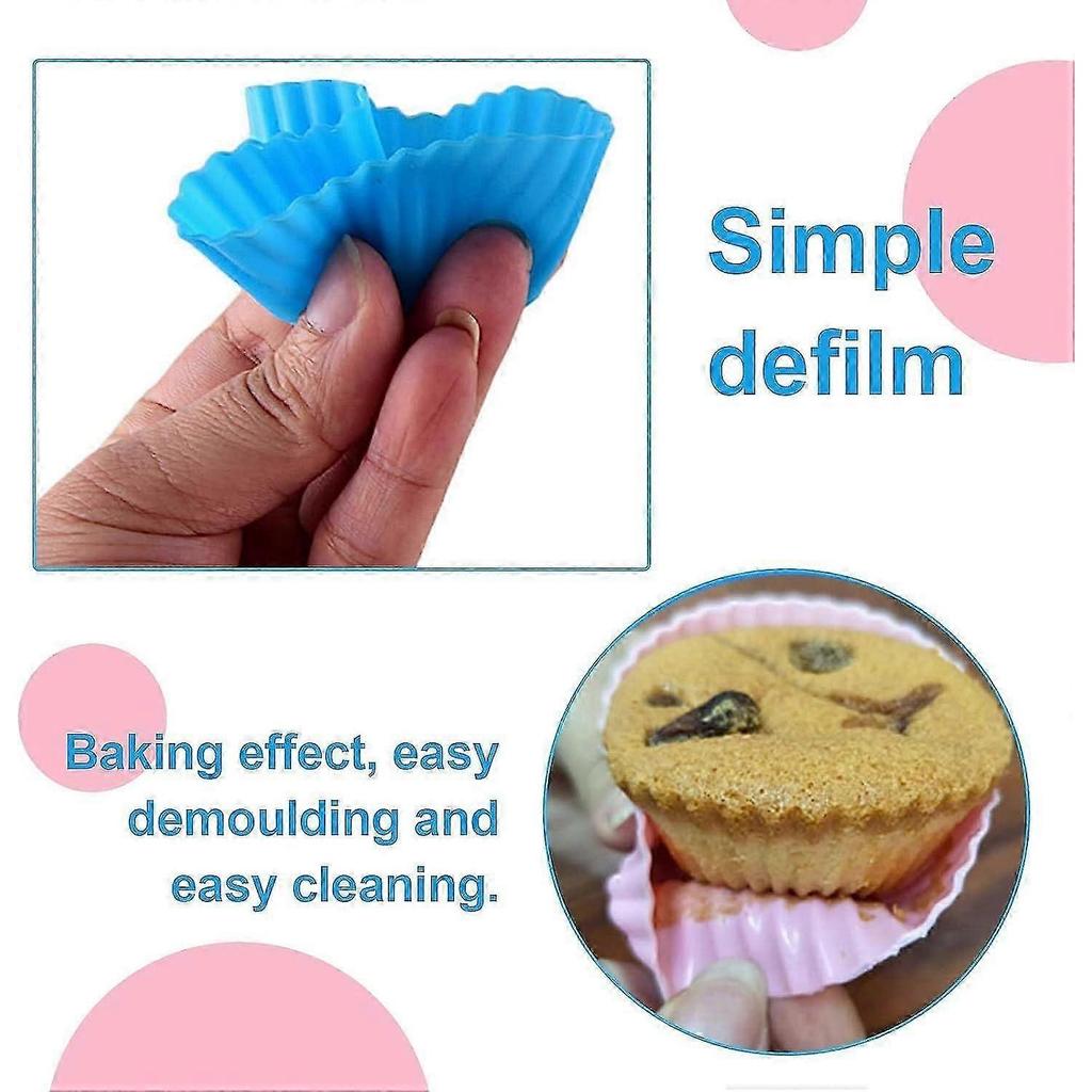 24 Pieces, Silicone Cupcake Molds, Cupcake and Muffin Molds, Reusable Muffin Molds, Silicone Baking Molds (24 Pieces) Random Random Color