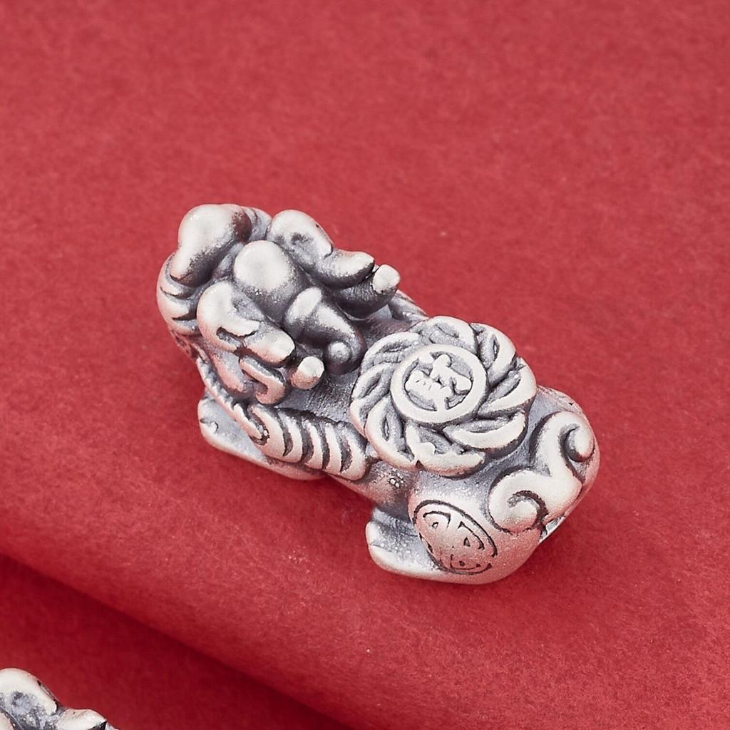Sterling Silver 999 Pixiu Wealth Beads: Zodiac Luck Bracelet DIY Accessory