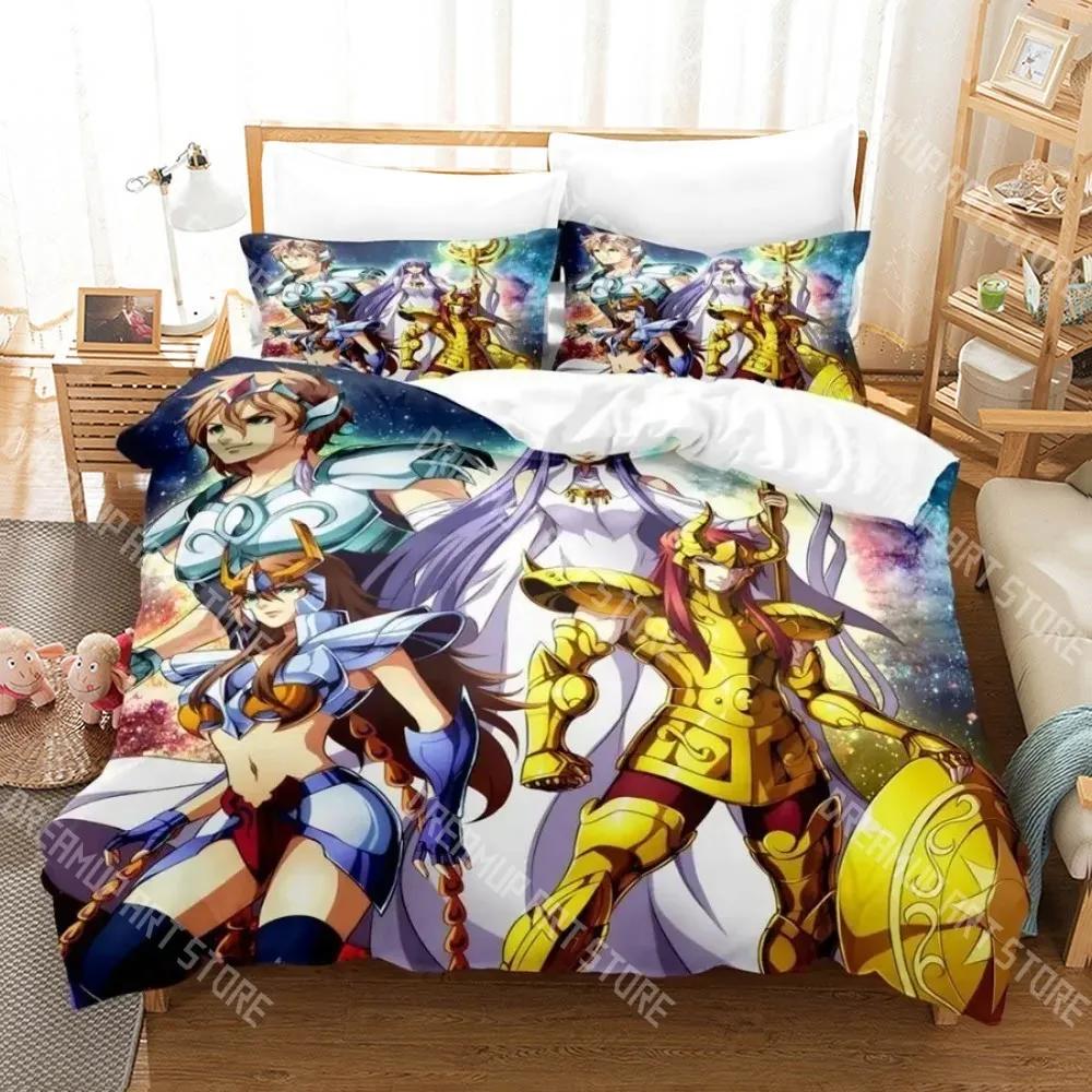 3D Print Fashion Anime Saint Seiya Bedding Set Boys Girls Twin Queen Full Size Duvet Cover Pillowcase Bed Adult Bedroom