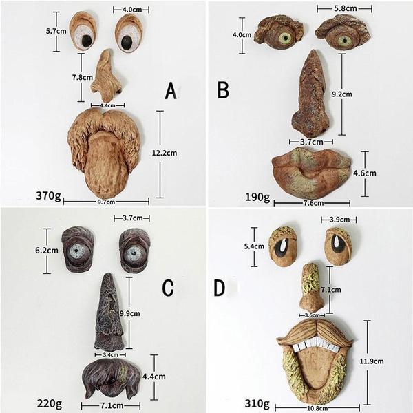 

Уличная скульптура дерева с забавным лицом старика, причудливое лицо дерева, садовое украшение A