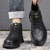 New Fashion Men's Shoes 2025 New Thickened Autumn And Winter Outdoor Plus Velvet Cotton High-top Sneakers Men's Short Boots
