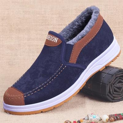 Winter Herren Kurze Plüsch Warme Schuhe Indoor Loafer Casual Wildleder Neue Wildleder Pelz Schwarz Baumwolle Plateauschuhe Wohnungen Plateauschuhe