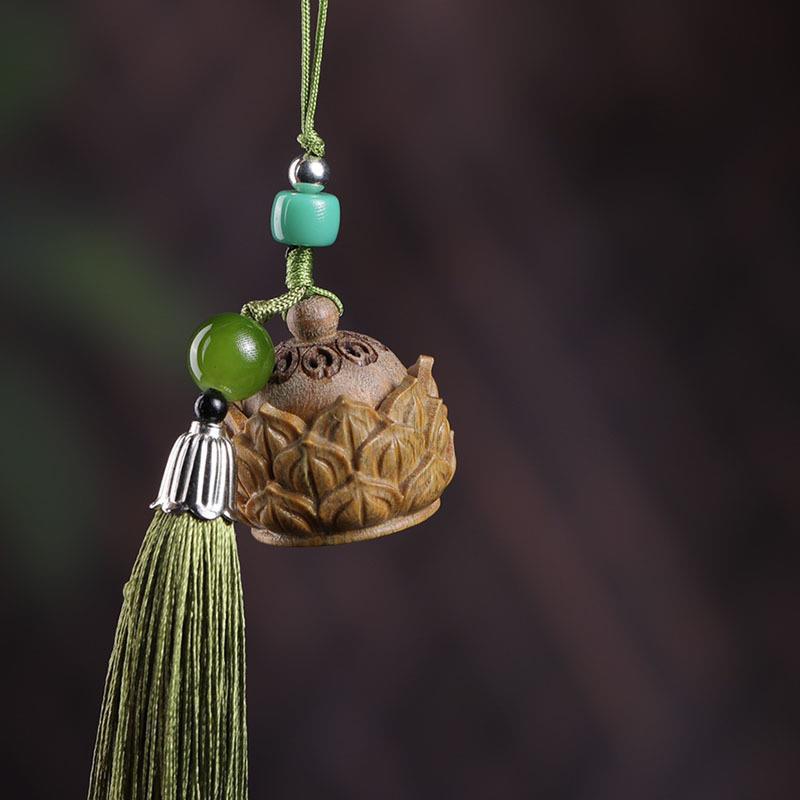 Green Sandalwood DIY Six-Character Mantra Prayer Wheel Aroma Ball Necklace
