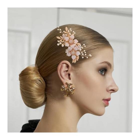 DFsucces Hair Stick Pin, Hair Accessories, Pearl Hair Ornament, Flower, Pink Gold, For Japanese and Western Outfits, Coming-of-Age Ceremonies,