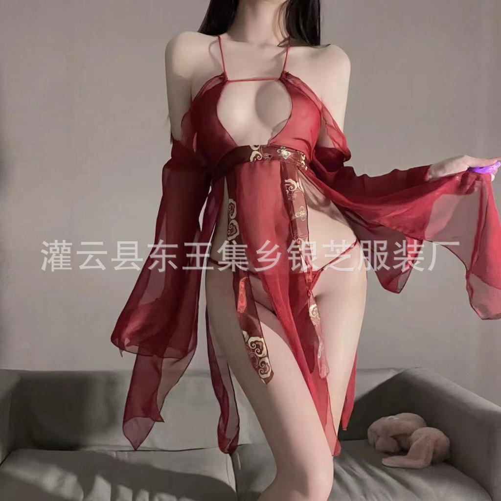 Sexy underwear women's pure desire hot retro style Hanfu private long nightgown