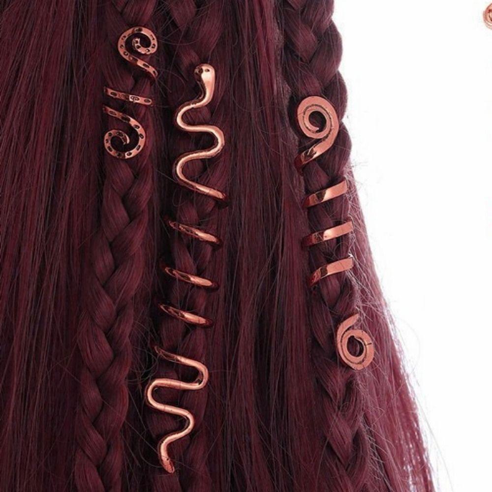 3ks keltský uzel vikingské korálky spirála hadí korálky dred Retro prsteny do vlasů pro ženy, dívky