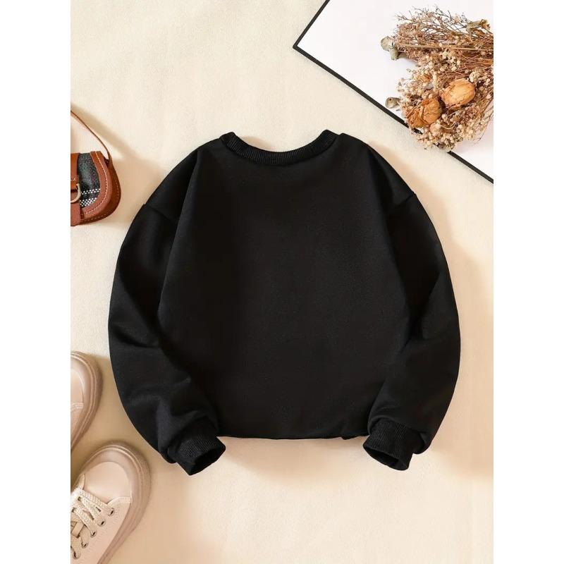 Girls' Creative Letter Pattern Fashion Casual Crew Neck Sweatshirt for Daily Party Vacation Gift