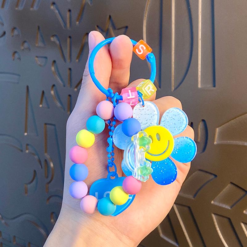 Colorful Sunflower Beaded Bracelet Keychain Gift for Women