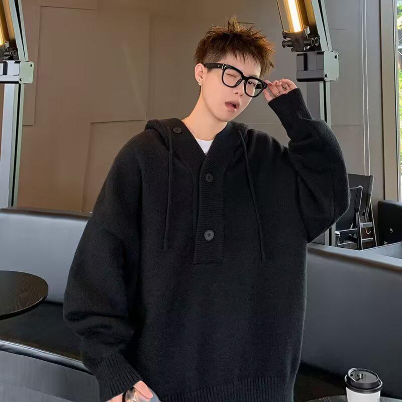 Мужская высококачественная однотонная вязаная толстовка - Повседневная, Модная, Осень/Зима XL