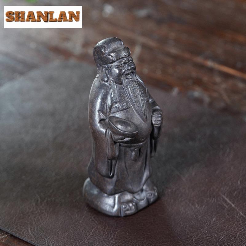 Yixing Zisha God Of Wealth Tea Pet Elegant Tea Spirit Tea Figurine Play Toys Tea Statue Ornaments For Tea Accessories Craft Gift