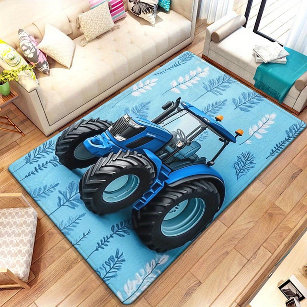 Blauw Tractoren Design Vloerkleed, Antislip Absorberend Wasbare Vloermat voor Keuken Badkamer, Entree Huis Yoga Decor 40x60cm