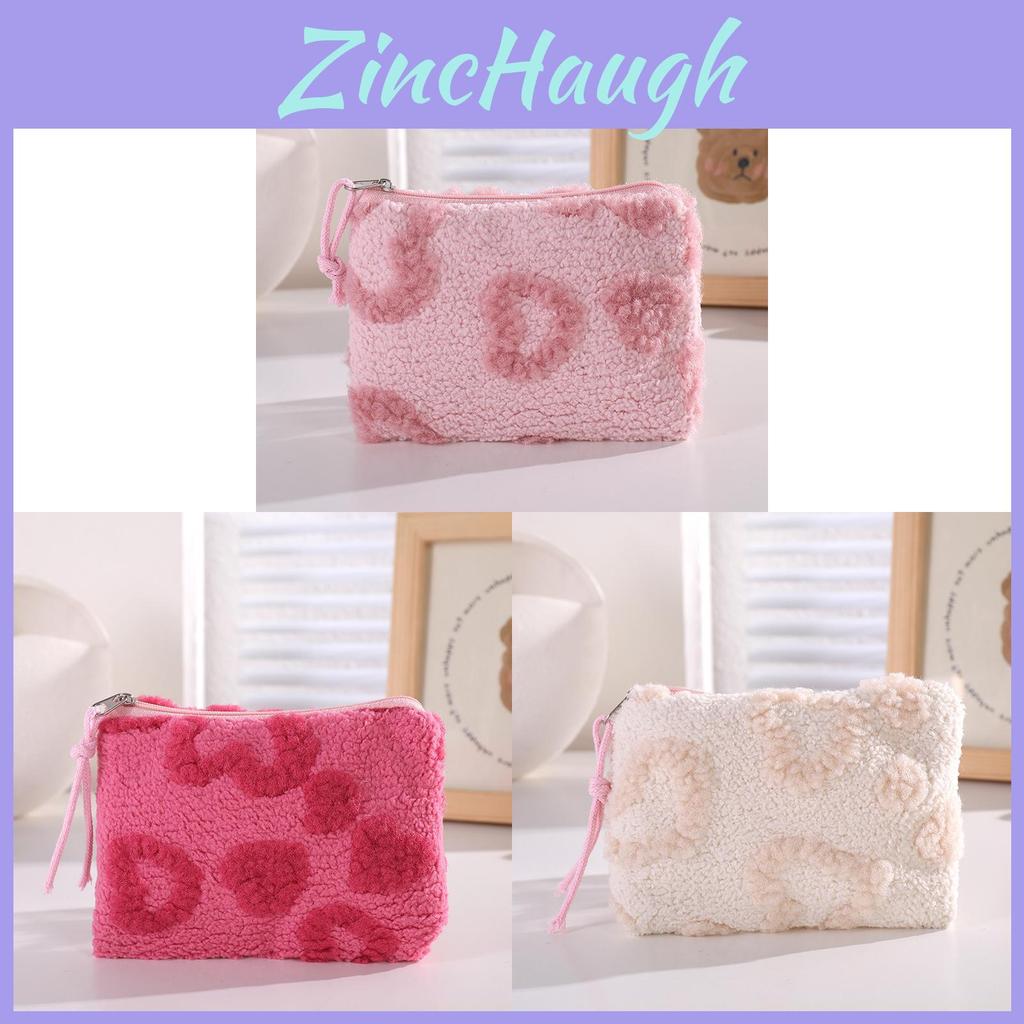 Plush Girl Heart Storage Makeup Bag Travel Organizer For Girls