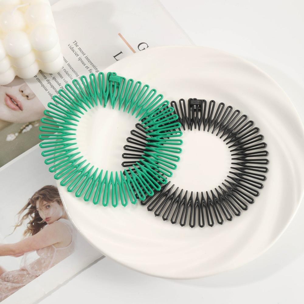 Plastic Stretch Flexible Comb Full Circle Fixed Hair Accessories Invisible Wavy Hair Hoop  Women
