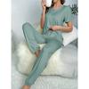 Pajamas suit classic women's solid color milk silk short-sleeved round neck T-shirt trousers suit