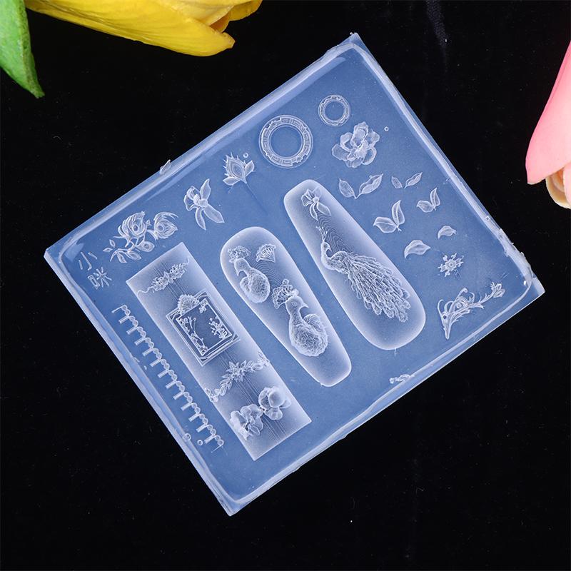 Mold Silicone Nail Art Decorations Diy Nail Mold Peafowl Shape Photo Frame Chinese Style Stereoscopic Stamping Plate Nail Seal