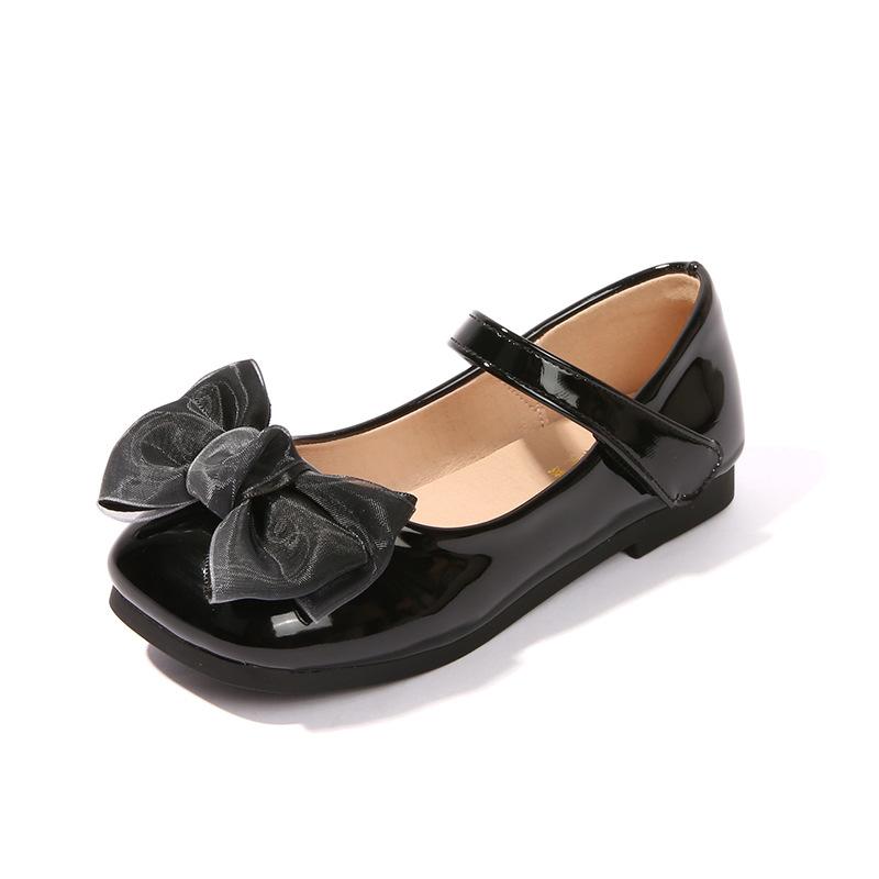 Dziewczęce Czerwone Skórzane Buty Wiosna i Jesień Nowe Buty Księżniczki z Kokardą Buty do Występów dla Dzieci Miękka Podeszwa Buty dla Niemowląt