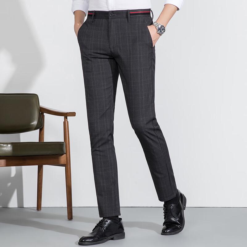 MONTAGUT Elegant Striped Casual Trousers with Splicing Detail