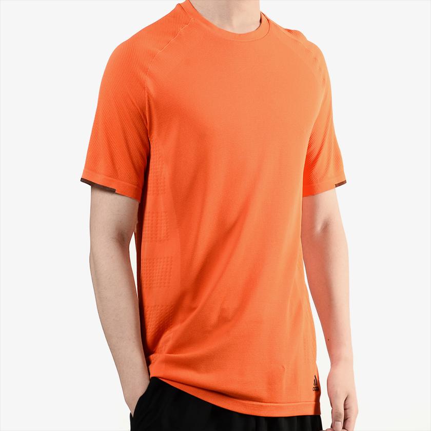 adidas Solid Color Casual Crew Neck Short Sleeve T-Shirt Men Tops Orange BJ9591