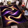 Modern Abstract Black Purple Gold Swirl Pattern Carpet for Living Room Suitable for use as an anti-slip for living room bedroom sofas