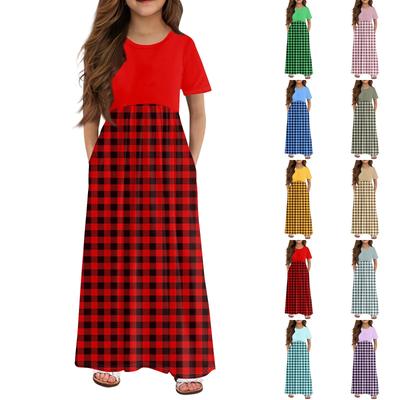 Girls' Long Summer Dress - Short Sleeve Pocket Maxi Dress For 4-14Y