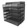 5 Tray Paper Organizer 5 Tier Letter Storage Mesh Desk File Sorter with Top Box Pen Container for